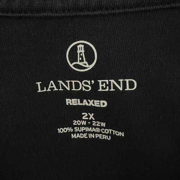 Lands End Relaxed Womens V-Neck Tee Size 2X Black Long Sleeve 100% Supima Cotton - Picture 5 of 6